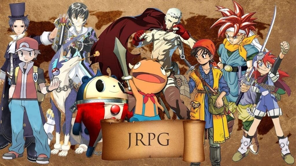 JRPG Game Design A group of anime characters with swords and swords.